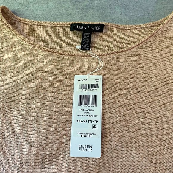 Eileen Fisher Dune Organic Linen Delave Bateau Neck Box-Top Sweater -Size XXS/XS - Picture 5 of 5